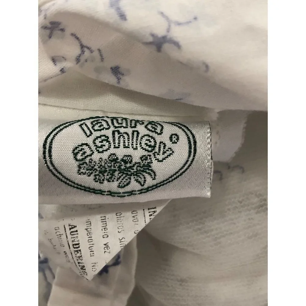 Vintage Laura Ashley Sophia Blue & White Pillow Case Rose Pattern 38x23